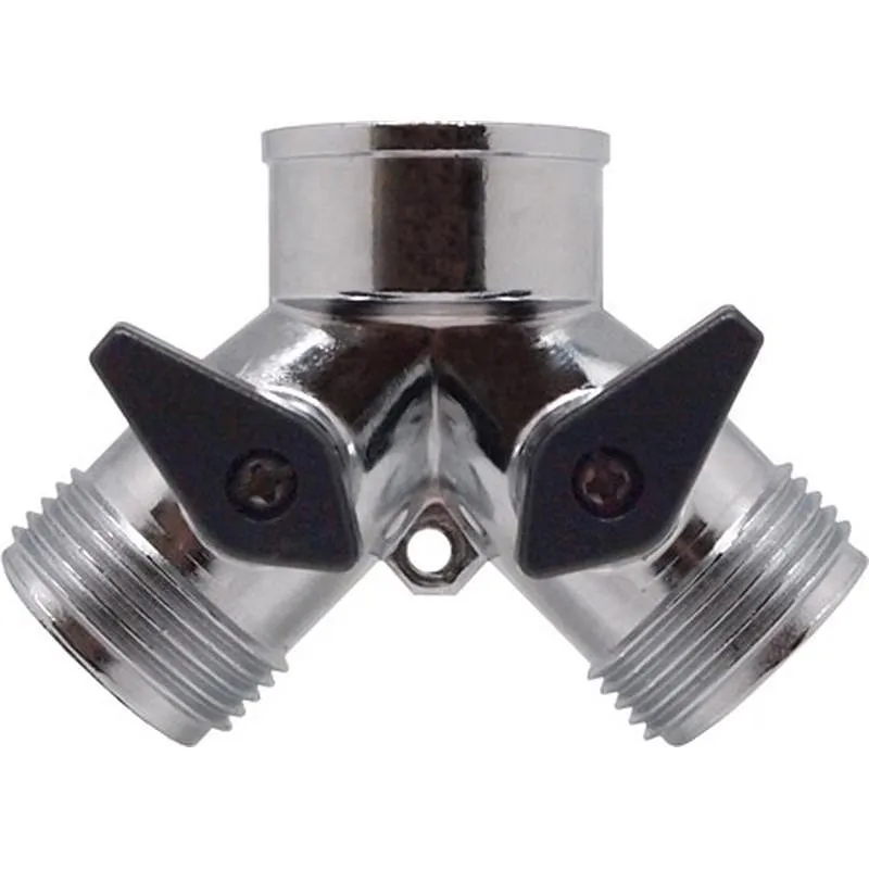 DERIVACION EN "Y" 2 VIAS DE ZINC CON LLAVE DE PASO Y CONEXION ¾" AQUA CONTROL C1812