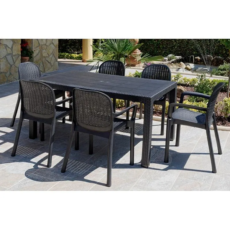 Compra MESA RESINA RATAN ELEGANCE NEGRO 150 X 90 CM GARDEN LIFE 4090-06 al mejor precio