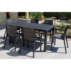 Compra MESA RESINA RATAN ELEGANCE NEGRO 150 X 90 CM GARDEN LIFE 4090-06 al mejor precio