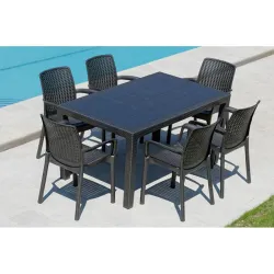 Compra MESA RESINA RATAN ELEGANCE NEGRO 150 X 90 CM GARDEN LIFE 4090-06 al mejor precio