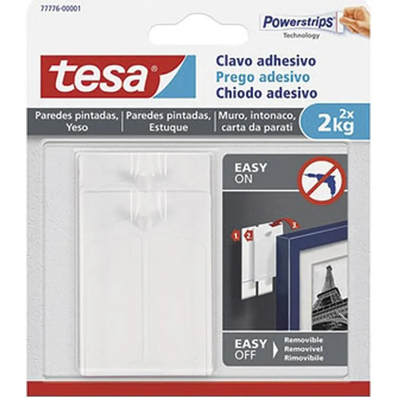Compra CLAVO ADHESIVO SMS REMOVIBLE PARED PINTADA 2 KG BLISTER 2 CLAVOS 6 TIRAS TESA TAPE 77776-00001-00 al mejor precio