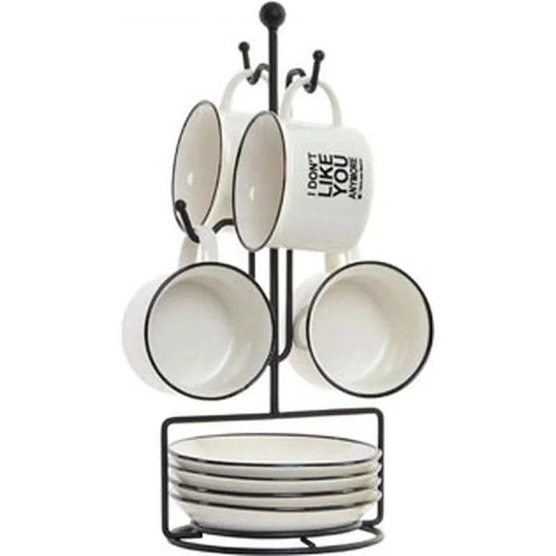 Compra TAZAS CAFE/CORTADO SET 4 U CON SOPORTE FRASE 14 CL ITEM LC-144661 al mejor precio