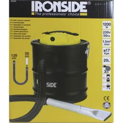 Compra ASPIRADOR SOPLADOR CENIZAS CALIENTES 1200 W 20 L TUBO 120 CM CON BOQUILLA IRONSIDE 201220 al mejor precio