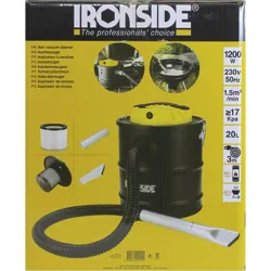 Compra ASPIRADOR SOPLADOR CENIZAS CALIENTES 1200 W 20 L TUBO 120 CM CON BOQUILLA IRONSIDE 201220 al mejor precio