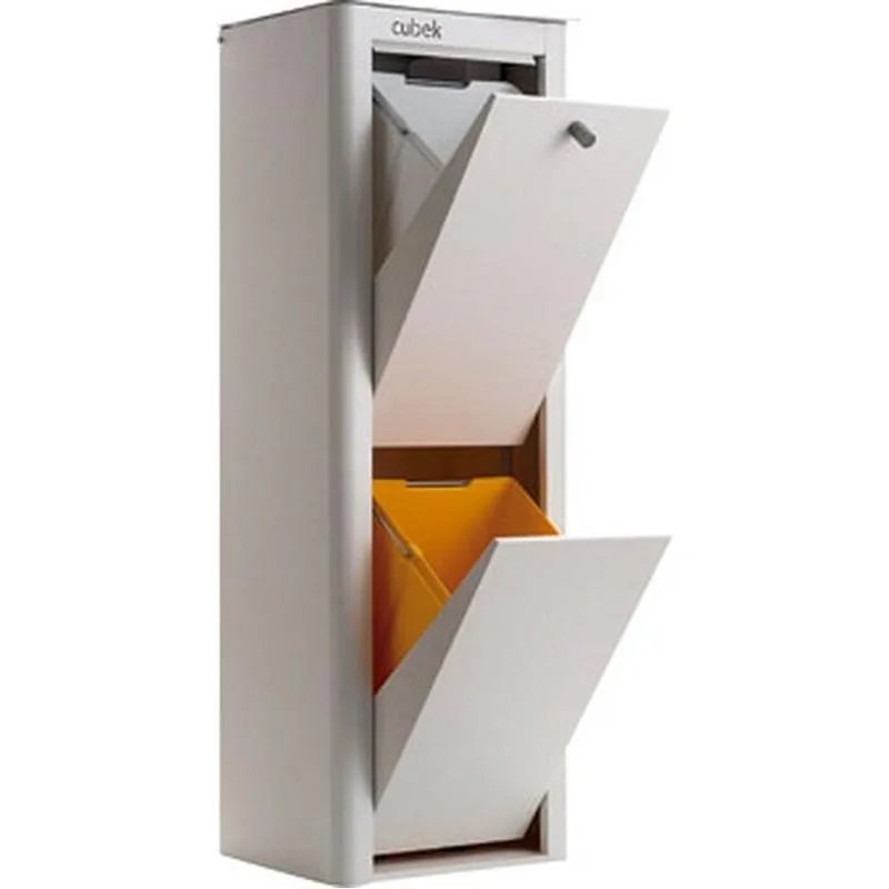 Compra CONTENEDOR BASURA ECOLOGICO METALICO 2 DEPARTAMENTOS BLANCO DON HIERRO A000130 al mejor precio