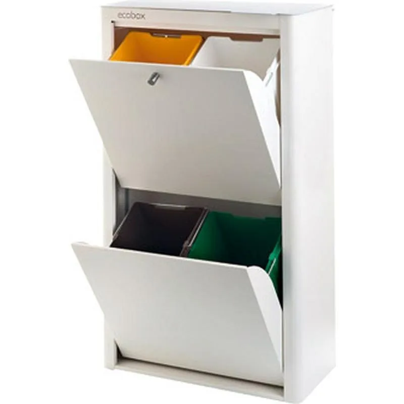 Compra CONTENEDOR BASURA ECOLOGICO METALICO 4 DEPARTAMENTOS BLANCO DON HIERRO A000132 al mejor precio