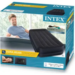 Compra COLCHON CAMA HINCHABLE INDIVIDUAL FIBER TECH 99X191X42 CM + INFLADOR ELECTRICO INTEX 64122 al mejor precio