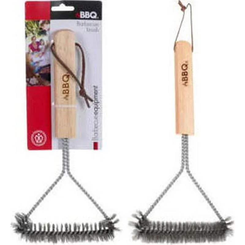 CEPILLO BARBACOA INOXIDABLE 30 X 14 CM MANGO MADERA IMPORT YL7900660/C83506090