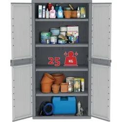 Compra ARMARIO RESINA JUMBO 4 ESTANTES XL WAVE 180 X 89,7 X 53,7 CM GRIS TERRY 1002563 al mejor precio