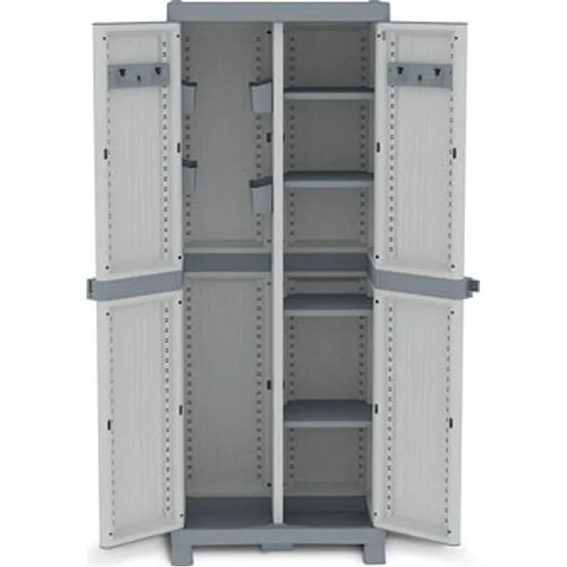 Compra ARMARIO RESINA ESCOBERO BASE 4 ESTANTES WAVE 181,8 X 70 X 43,8 CM GRIS TERRY 1002565 al mejor precio