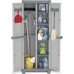 Compra ARMARIO RESINA ESCOBERO BASE 4 ESTANTES WAVE 181,8 X 70 X 43,8 CM GRIS TERRY 1002565 al mejor precio