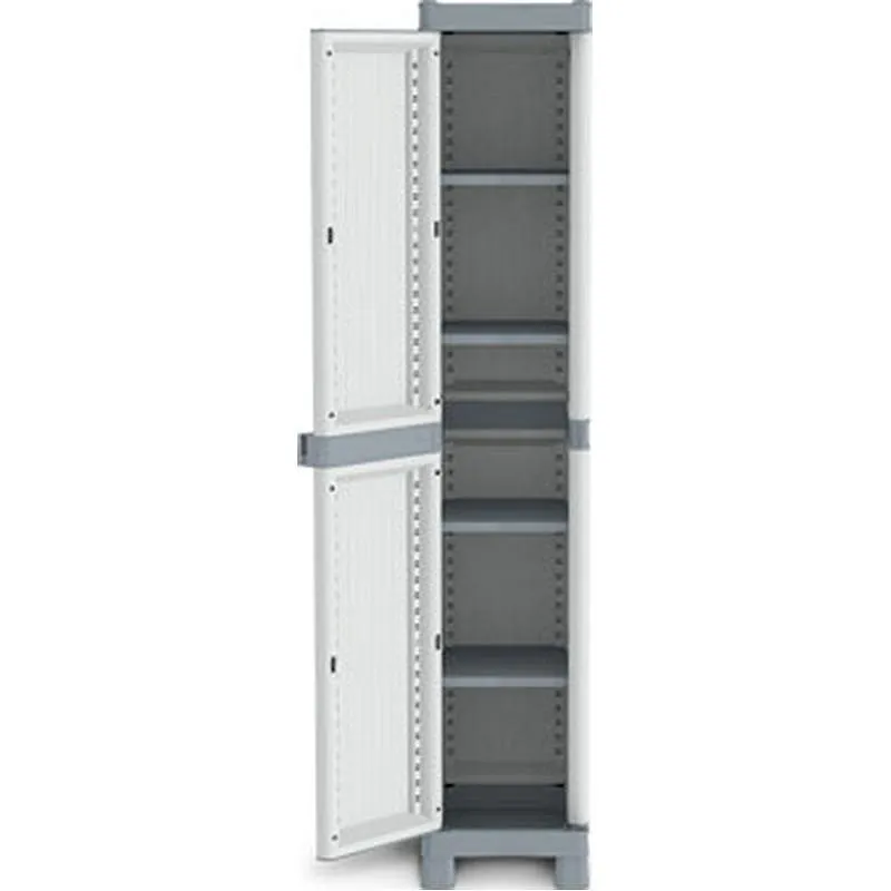 Compra ARMARIO RESINA TAQUILLERO/ESCOBERO BASE 4 ESTANTES WAVE 181,8 X 35 X 43,8 CM GRIS TERRY 1002568 al mejor precio