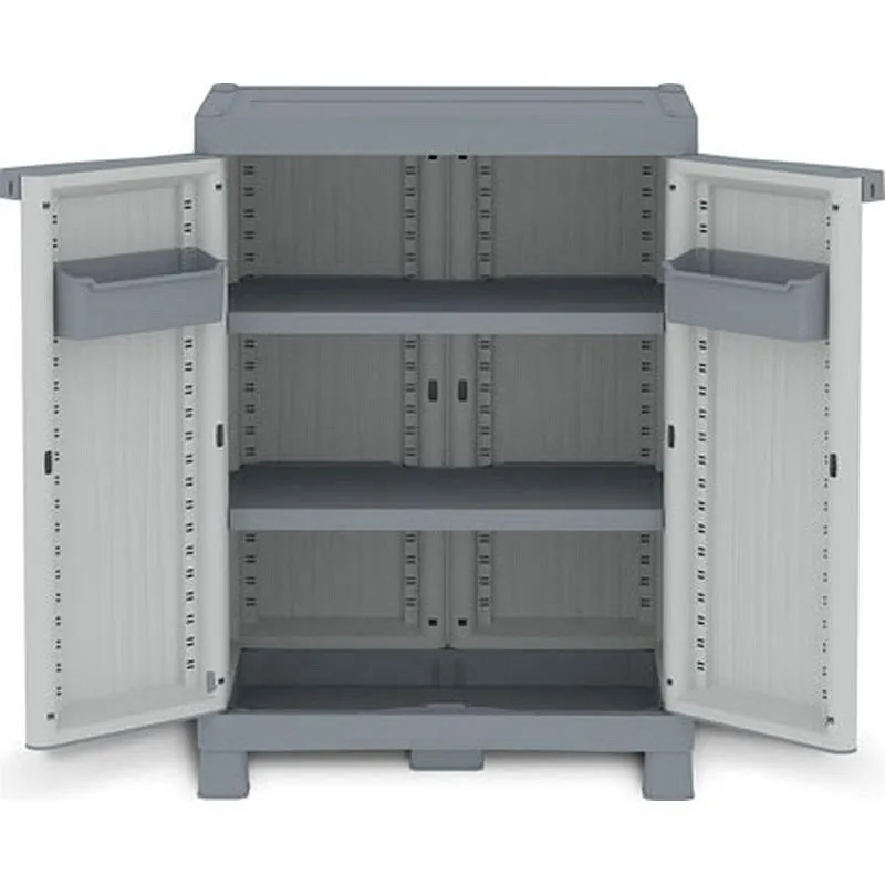 Compra ARMARIO RESINA BASE MEDIO 2 ESTANTES WAVE 97,9 X 70 X 43,8 CM GRIS TERRY 1002569 al mejor precio