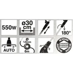 Compra CORTABORDES ELECTRICO 550 W diametro DE CORTE 30 CM HILO DE diametro 1,6 MM IRONSIDE GARDEN 500176 al mejor precio