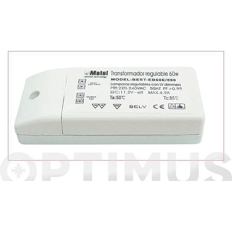 Compra TRANSFORMADOR ELECTRONICO 12 V 60 W MATEL 27001 al mejor precio