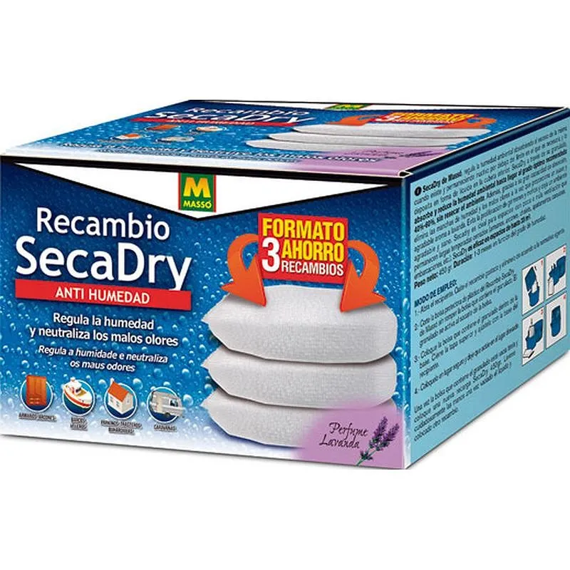 Compra ANTIHUMEDAD RECARGA 450 GR (3 UDS) SECADRY LAVANDA MASSÓ 231484 al mejor precio