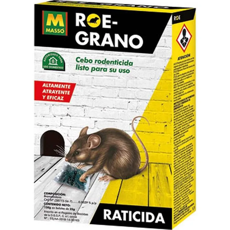 Compra RATICIDA ROE GRANO 150 GR (6 BOLSAS X 25 GR) MASSÓ 231532/231711 al mejor precio