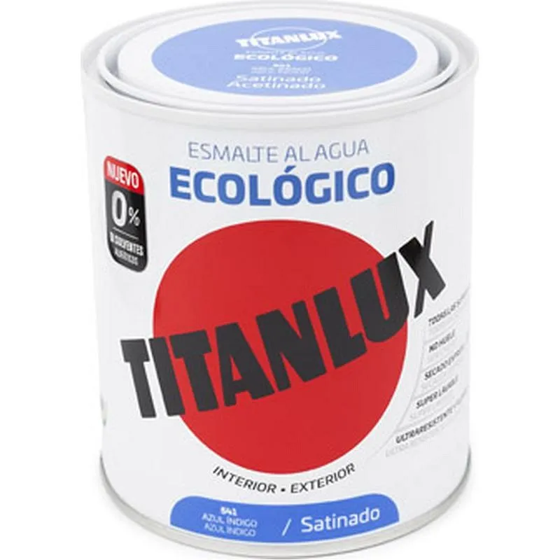 Compra ESMALTE AL AGUA ECOLOGICO SATINADO 750 ML AZUL INDIGO TITANLUX 01T054134/5806026 al mejor precio