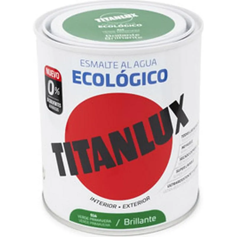 Compra ESMALTE AL AGUA ECOLOGICO BRILLANTE 750 ML VERDE PRIMAVERA TITANLUX 00T051634/5805764 al mejor precio