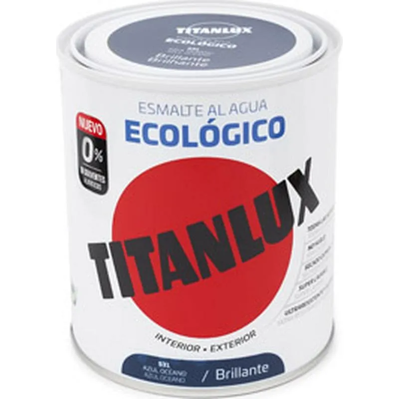 Compra ESMALTE AL AGUA ECOLOGICO BRILLANTE 750 ML AZUL OCEANO TITANLUX 00T053134/5805767 al mejor precio