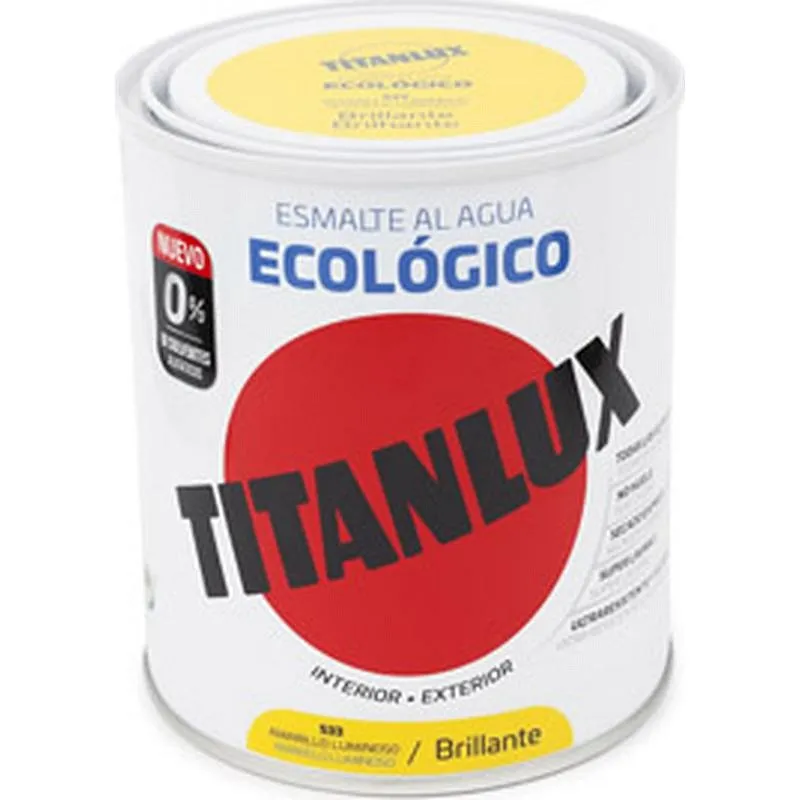 Compra ESMALTE AL AGUA ECOLOGICO BRILLANTE 750 ML AMARILLO LUMINOSO TITANLUX 00T053334/5805768 al mejor precio