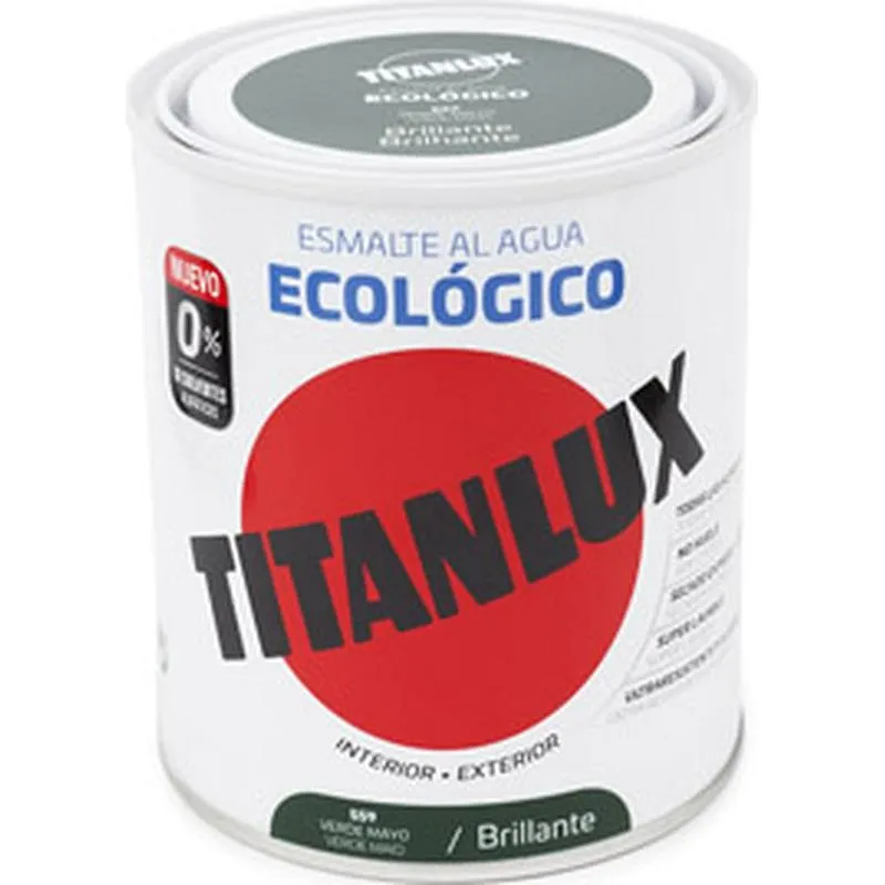 Compra ESMALTE AL AGUA ECOLOGICO BRILLANTE 750 ML VERDE MAYO TITANLUX 00T055934/5805781 al mejor precio