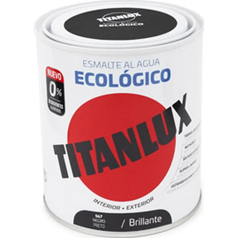 Compra ESMALTE AL AGUA ECOLOGICO BRILLANTE 750 ML NEGRO TITANLUX 00T056734/5805793 al mejor precio