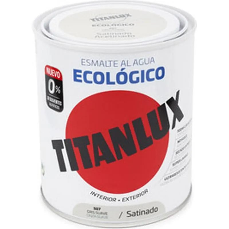Compra ESMALTE AL AGUA ECOLOGICO SATINADO 750 ML GRIS SUAVE TITANLUX 01T050734/5806010 al mejor precio
