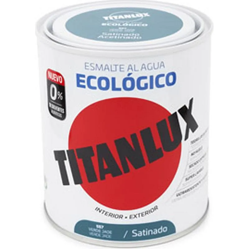 Compra ESMALTE AL AGUA ECOLOGICO SATINADO 750 ML VERDE JADE TITANLUX 01T055734/5806035 al mejor precio