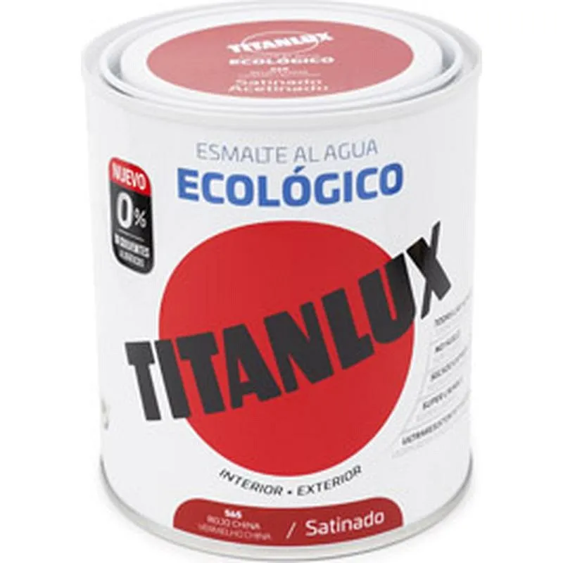 Compra ESMALTE AL AGUA ECOLOGICO SATINADO 750 ML ROJO CHINA TITANLUX 01T056534/5806043 al mejor precio
