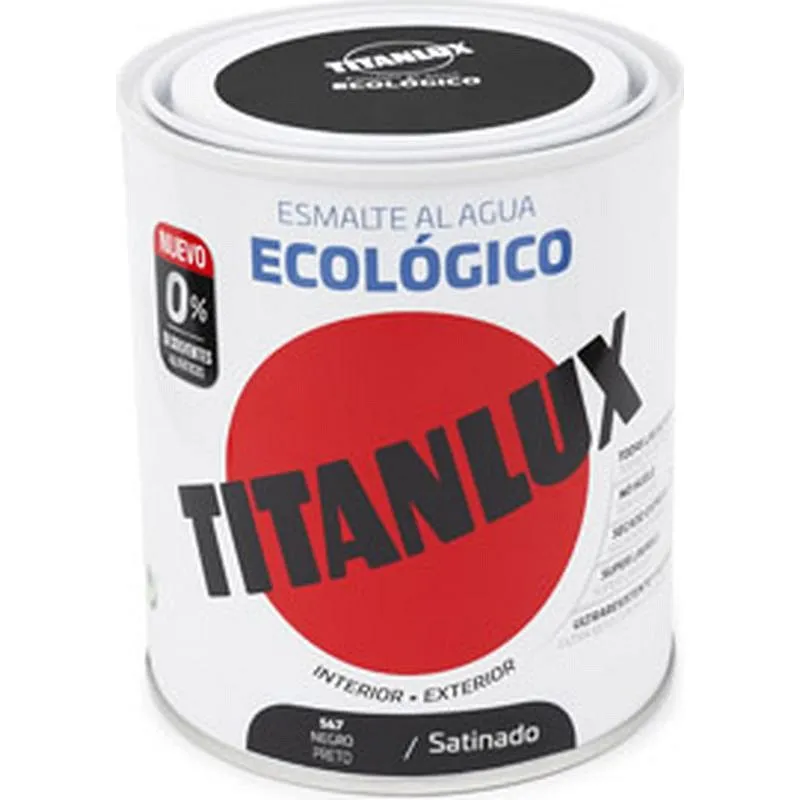 Compra ESMALTE AL AGUA ECOLOGICO SATINADO 750 ML NEGRO TITANLUX 01T056734/5806050 al mejor precio