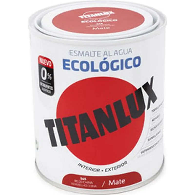 Compra ESMALTE AL AGUA ECOLOGICO MATE 750 ML ROJO CHINA TITANLUX 02T056534/5806306 al mejor precio
