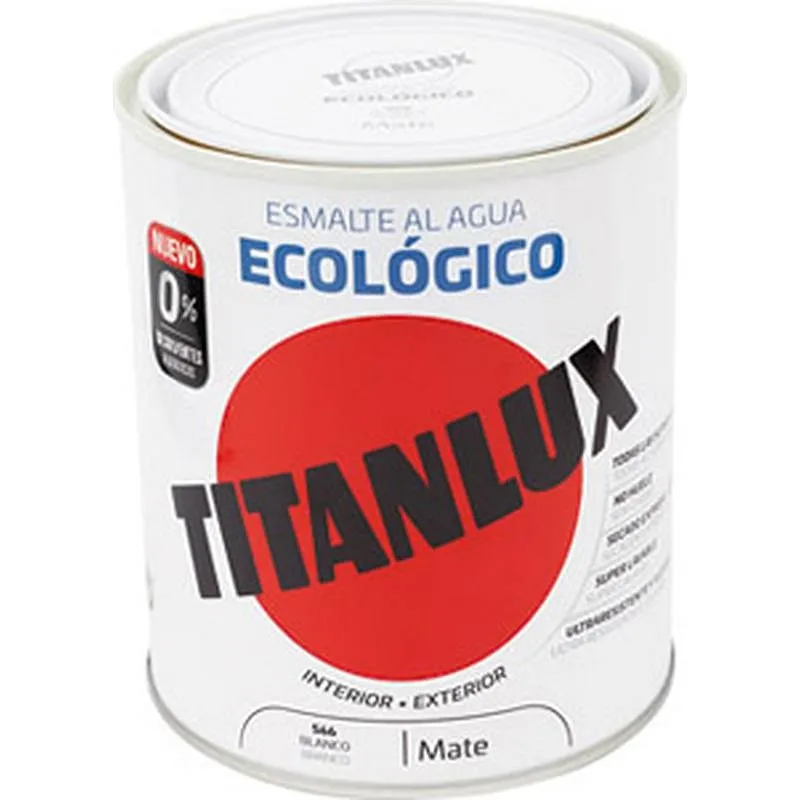 Compra ESMALTE AL AGUA ECOLOGICO MATE 750 ML BLANCO TITANLUX 02T056634/5806310 al mejor precio