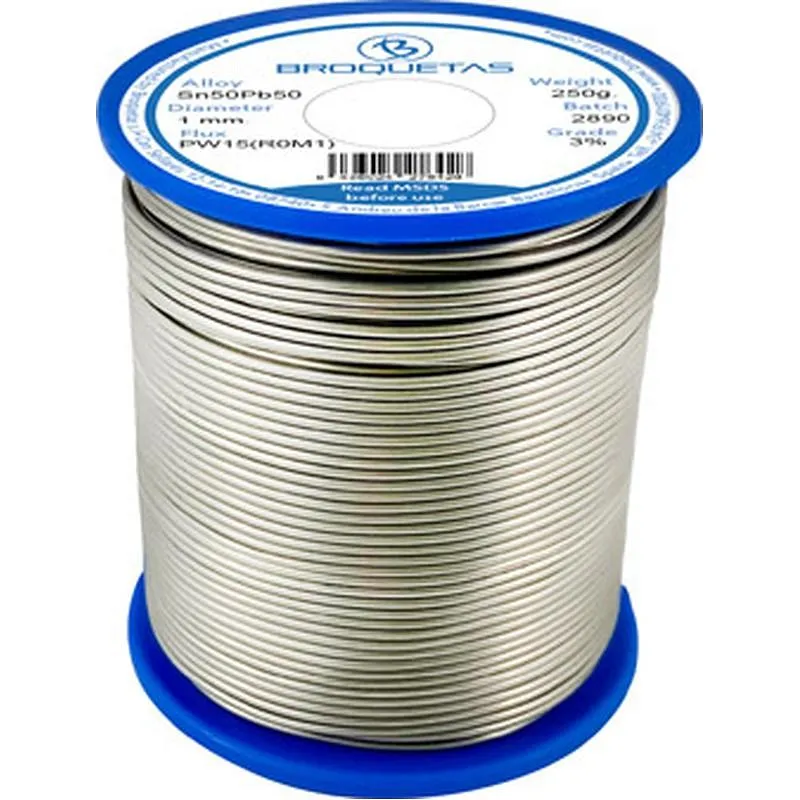 Compra HILO DE SOLDAR ESTAÑO 50SN/ 50PB diametro 1 MM 250 GR CON FLUX BROQUETAS B20PW15-09100-2A104 al mejor precio