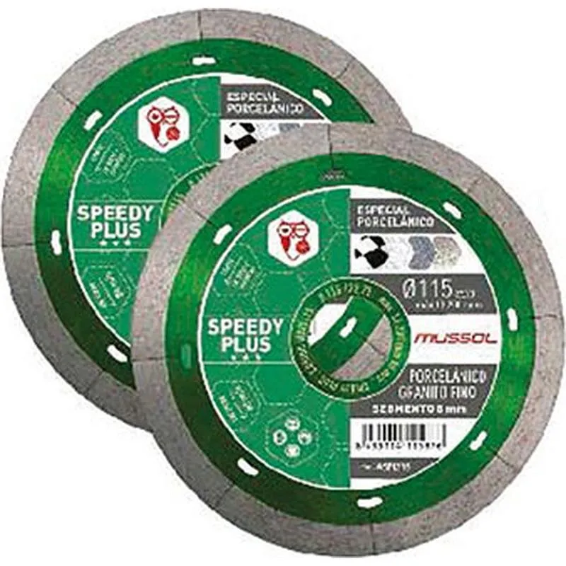 Compra DISCO DIAMANTE STANDARD CONTINUO PORCELANICO 2 UDS 115 MM SPEEDY PLUS+BALON MUSSOL LOTEWPM10 al mejor precio