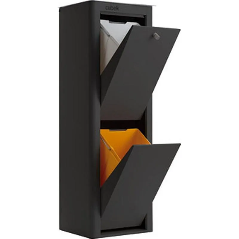 Compra CONTENEDOR BASURA ECOLOGICO METALICO 2 DEPARTAMENTOS NEGRO DON HIERRO A000160 al mejor precio