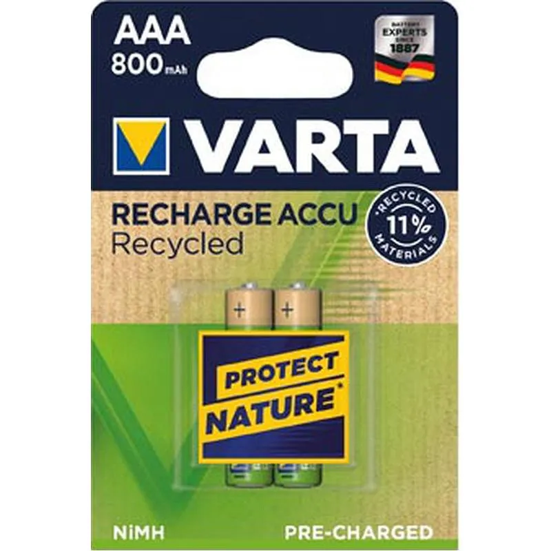 Compra PILA RECARGABLE RECYCLED AAA 800 MAH 2 UNIDADES VARTA 56813101402 al mejor precio