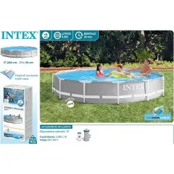 Compra PISCINA REDONDA DESMONTABLE METAL FRAME 6.503 L DEPURADORA CARTUCHO TIPO A diametro366X76CM INTEX 55203 al mejor precio