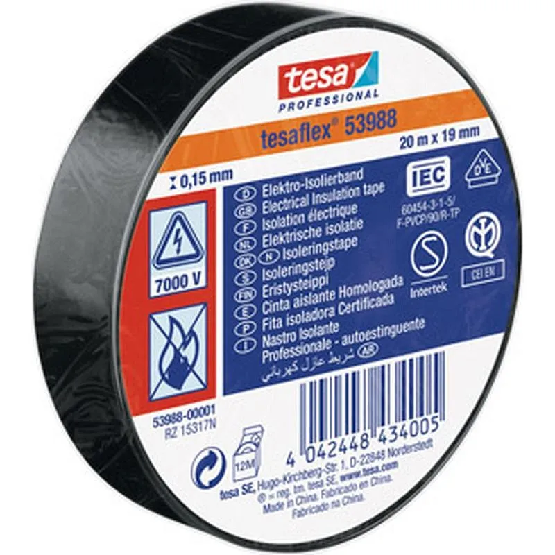Compra CINTA AISLANTE TESAFLEX NEGRO 20 M X 19 MM TESA TAPE 53988-00001-00 al mejor precio