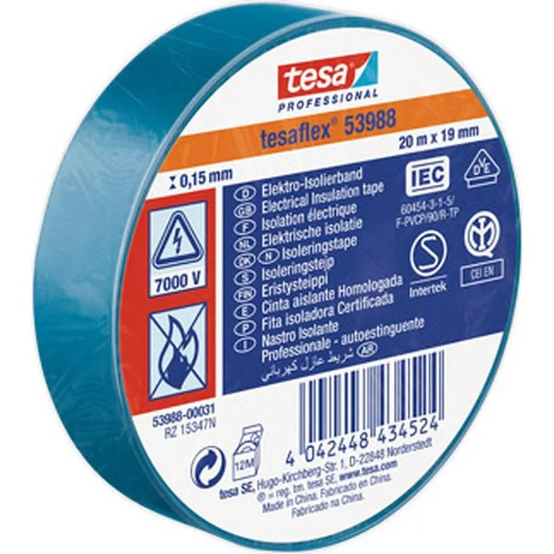 Compra CINTA AISLANTE TESAFLEX AZUL 20 M X 19 MM TESA TAPE 53988-00031-00 al mejor precio