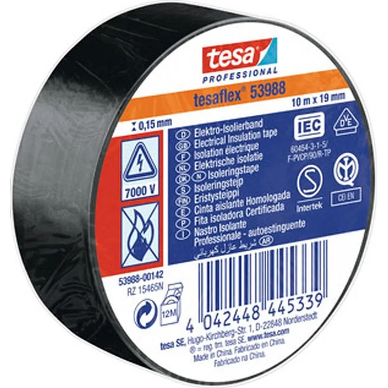 Compra CINTA AISLANTE TESAFLEX NEGRO 10 M X 19 MM TESA TAPE 53988-00142-00 al mejor precio