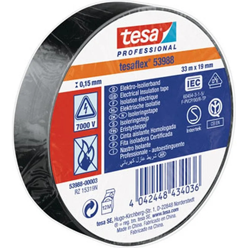 Compra CINTA AISLANTE TESAFLEX NEGRO 33 M X 19 MM TESA TAPE 53988-00003-00 al mejor precio