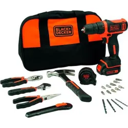 Compra TALADRO BATERIA 10,8 V 1.5 AH + KIT ACCESORIOS Y HERRAMIENTAS BLACK & DECKER BDCDD12HTSA al mejor precio