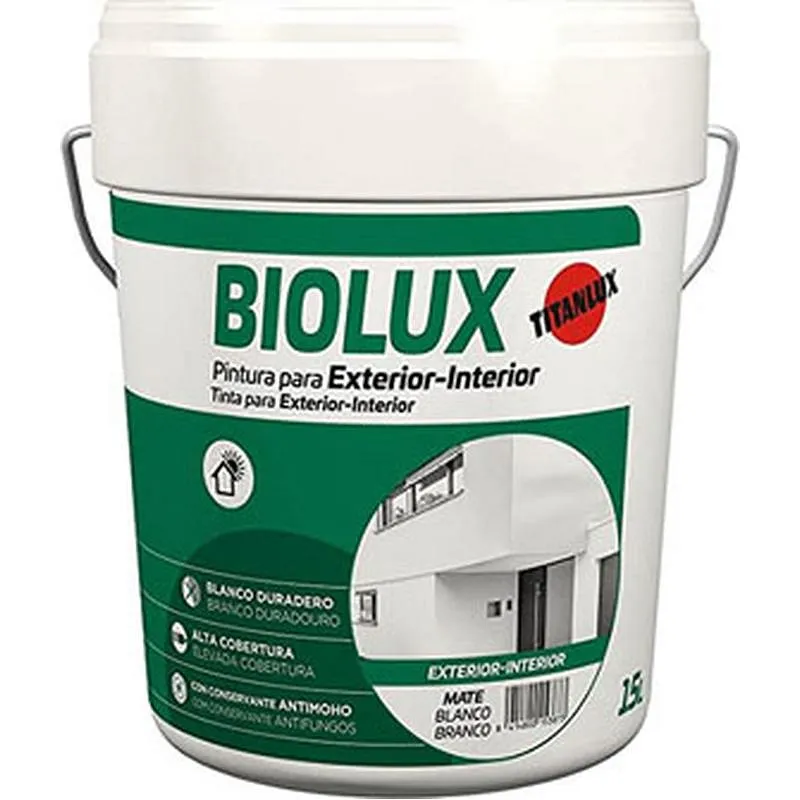 Compra PINTURA PLASTICA EXTERIOR INTERIOR BIOLUX MATE 4 L BLANCO TITAN A62000804/5808722 al mejor precio
