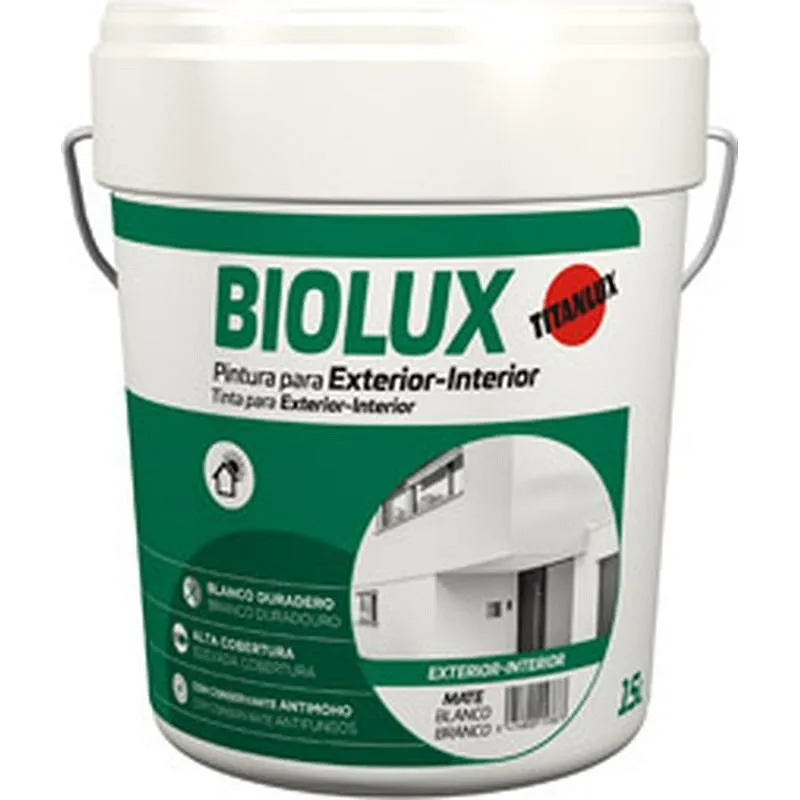 Compra PINTURA PLASTICA EXTERIOR INTERIOR BIOLUX MATE 15 L BLANCO TITAN A62000815/5808723 al mejor precio