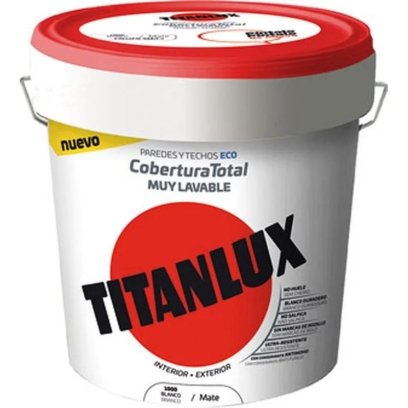 Compra PINTURA PLASTICA EXTERIOR INTERIOR COBERTURA TOTAL MATE 4 L BLANCO TITAN 06T100005/5699451 al mejor precio