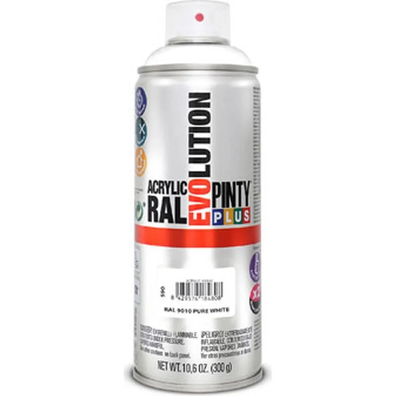 Compra PINTURA SPRAY ACRILICA EVOLUTION SATINADO 520 CC RAL 9010 BLANCO PINTYPLUS 168 al mejor precio