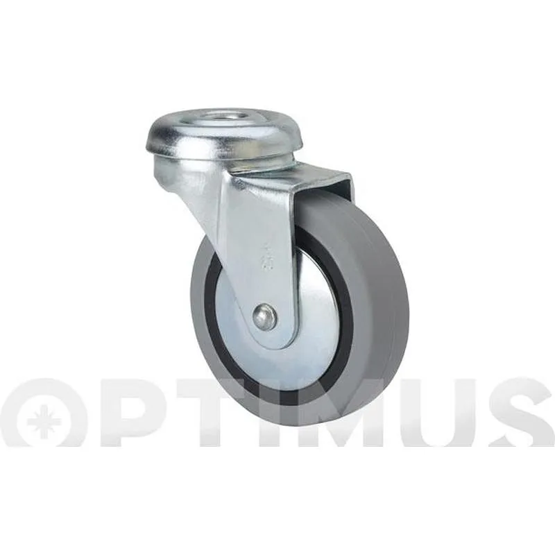 Compra RUEDA MUEBLE AUXILIAR GIRATORIA B GOMA D50 GRIS AGUJERO PASANTE 10 MM 22 KG ALEX 1-0218 al mejor precio