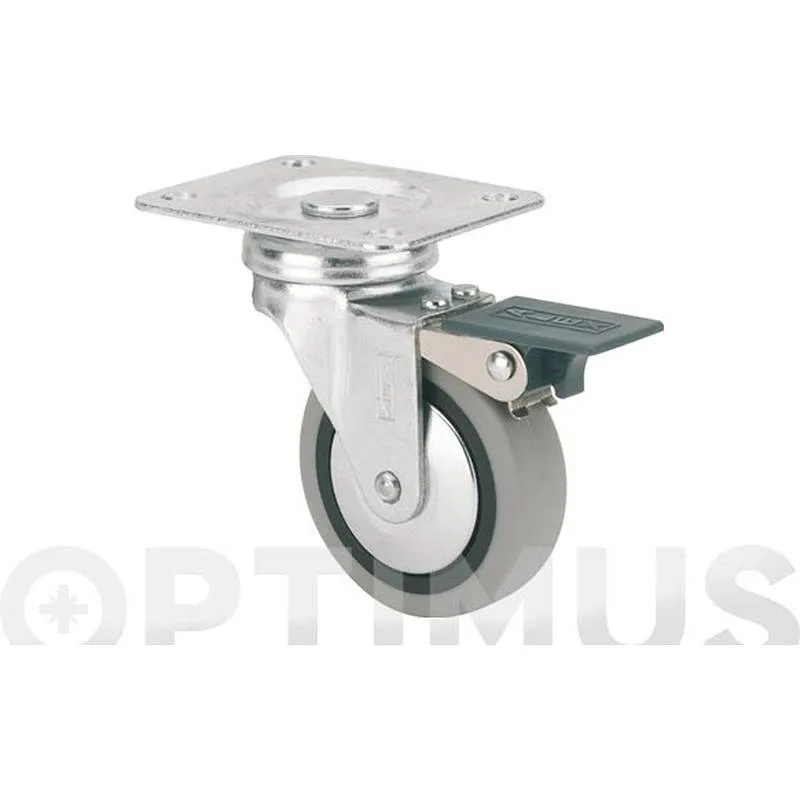 Compra RUEDA MUEBLE AUXILIAR GIRATORIA B GOMA D60 GRIS PLACA 70X55 MM 25 KG CON FRENO ALEX 1-0549 al mejor precio