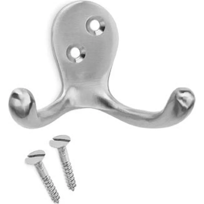 Compra COLGADOR CON TORNILLOS 2 GANCHOS LATÓN NIQUEL SATINADO INOFIX 3761-7- al mejor precio